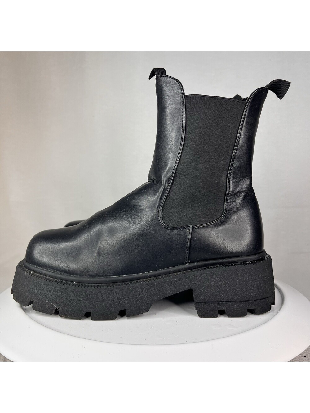 Nasty Gal Black Platform Chunky Heel Chelsea Boots Women's Size 8 M